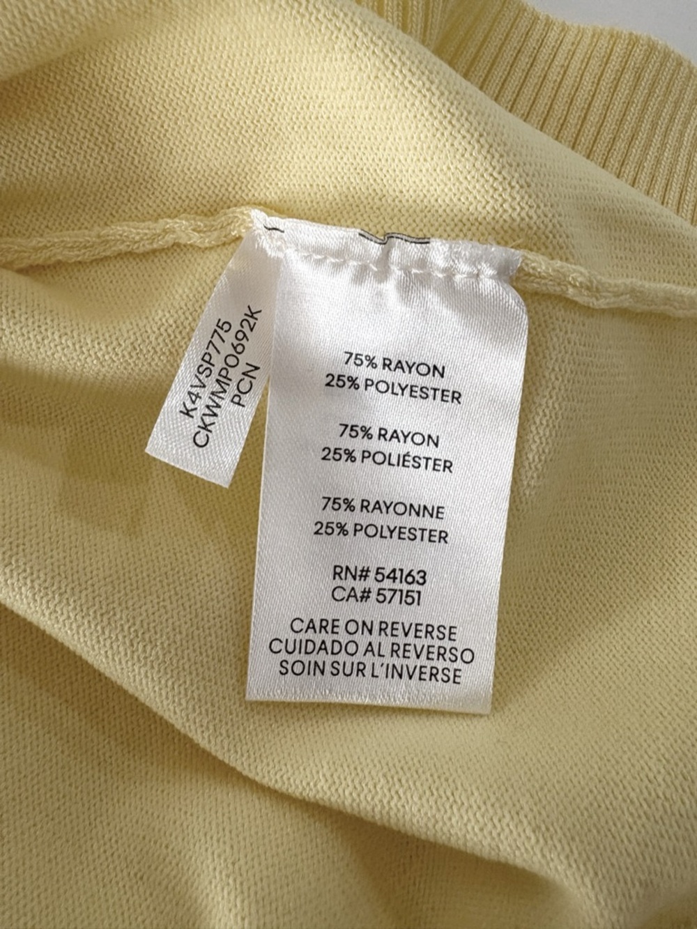 Calvin Klein Pale Yellow Short Sleeve Knit Tee - Picture 6 of 10